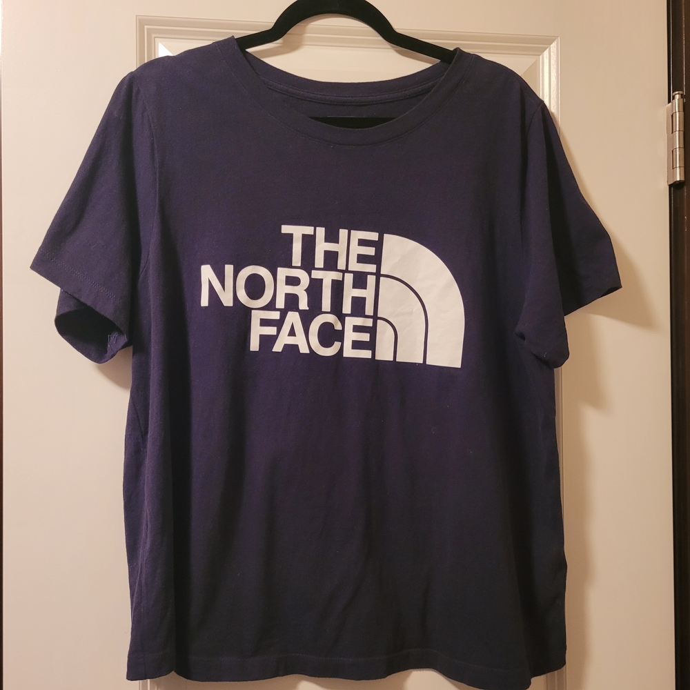 The North Face Women's Navy Tee with White Logo Size 1X